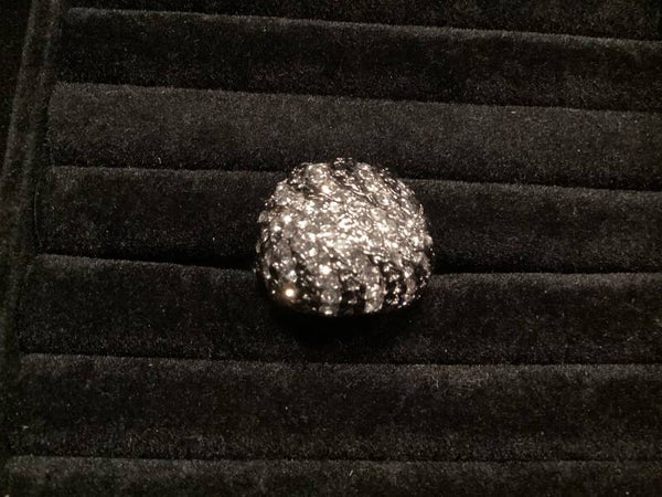 Ring met zwart transparant strass maat 16