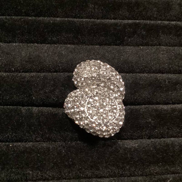 Ring met dubbele ring, platte bovenkanten, strass, maat 18