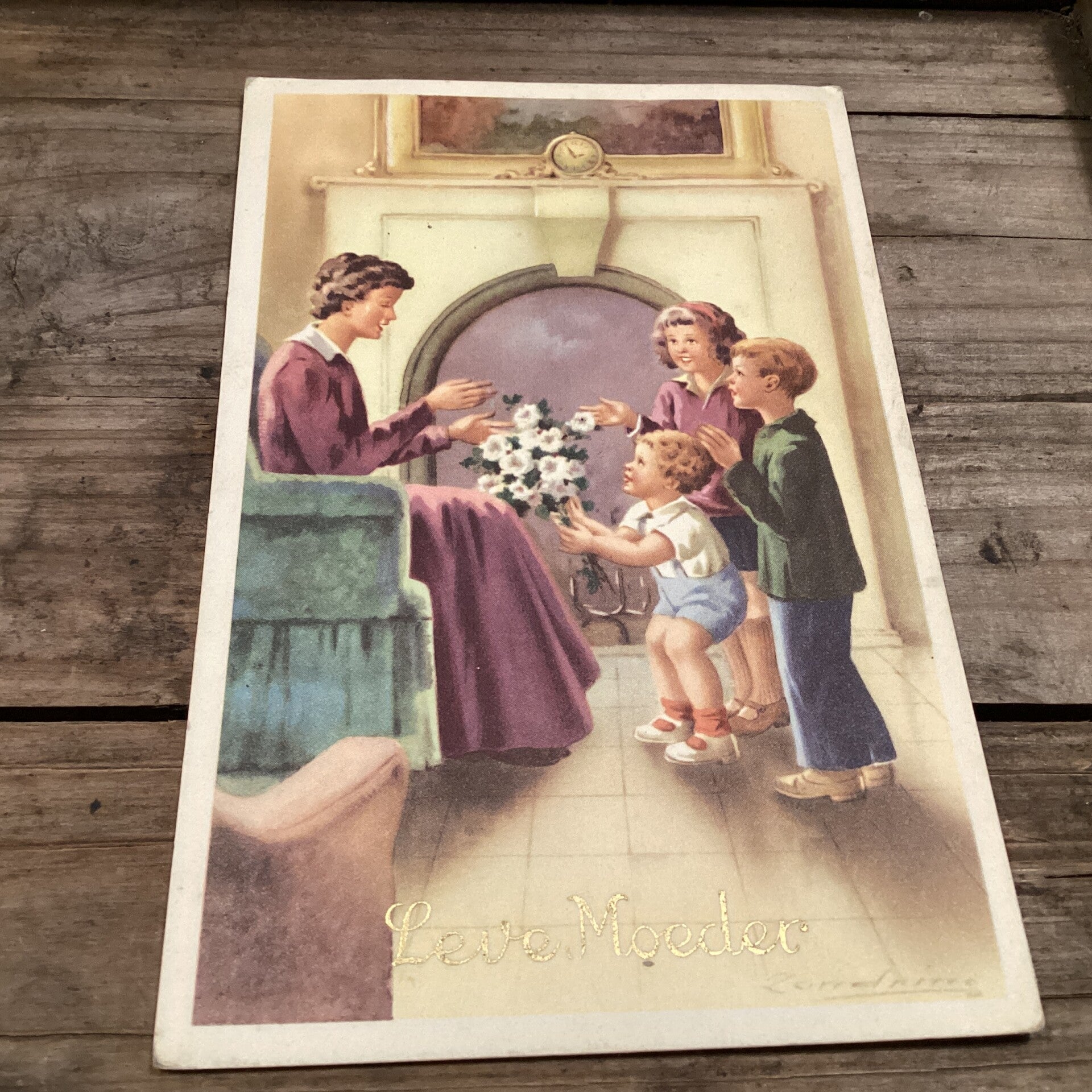 Antieke kinderkaart Leve moeder