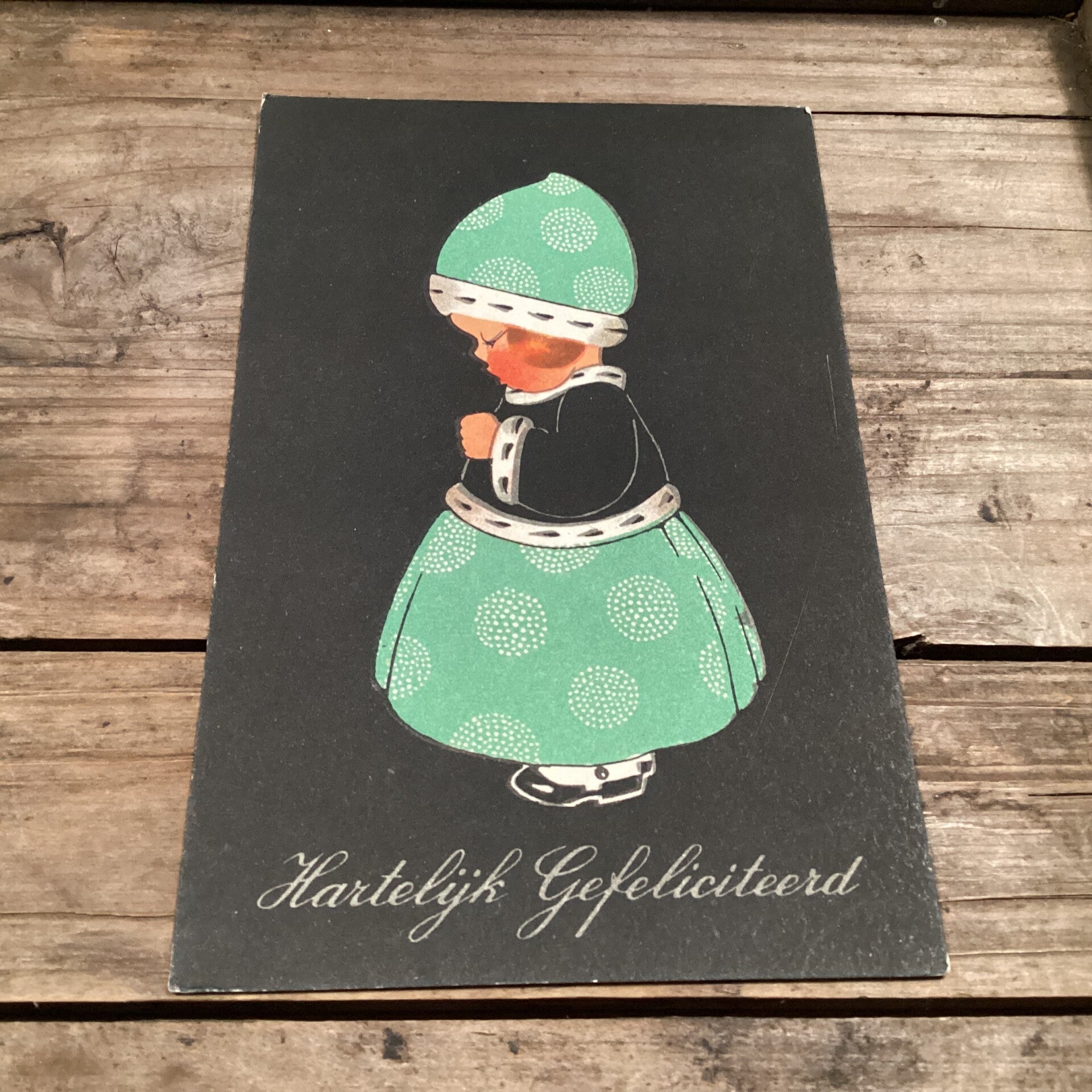 Antieke verjaardagskaart hartelijk gefeliciteerd