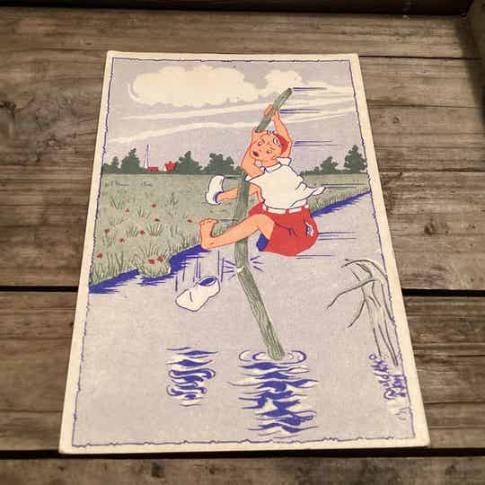 Antieke kinderkaart Fierljeppen, onbeschreven