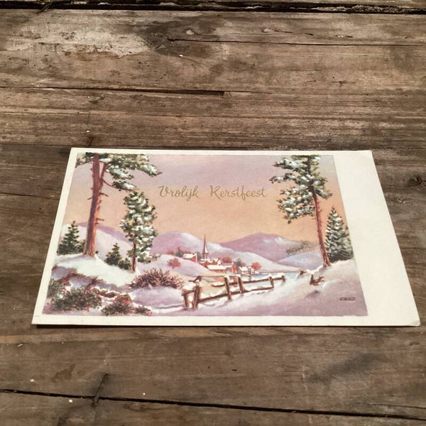 Antieke kerstkaart Vrolijk kerstfeest