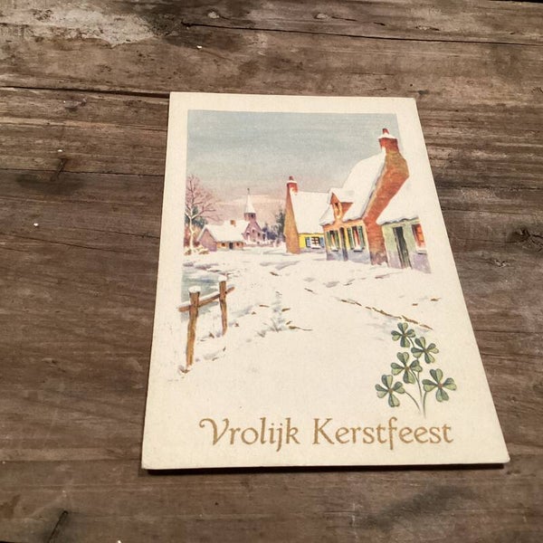 Antieke kerstkaart Vrolijk kerstfeest