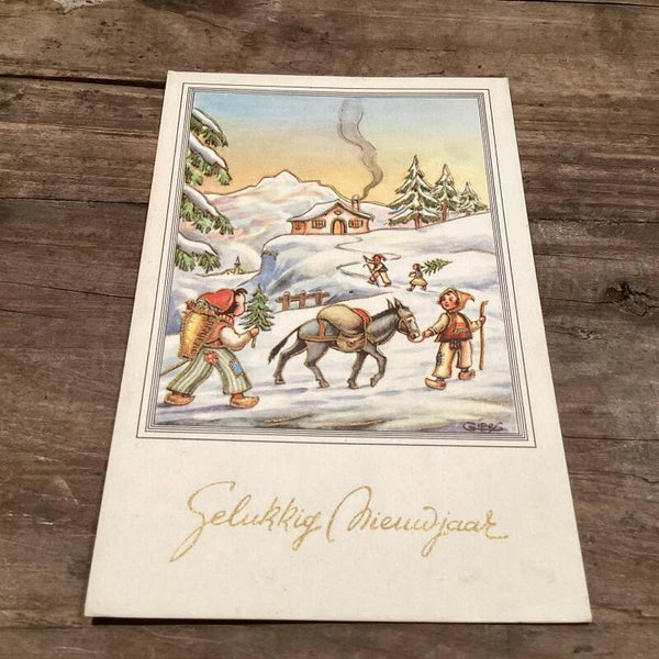 Antieke nieuwjaarskaart