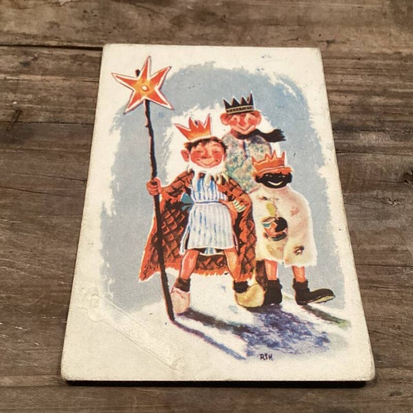 Antieke nieuwjaarskaart 3 koningen