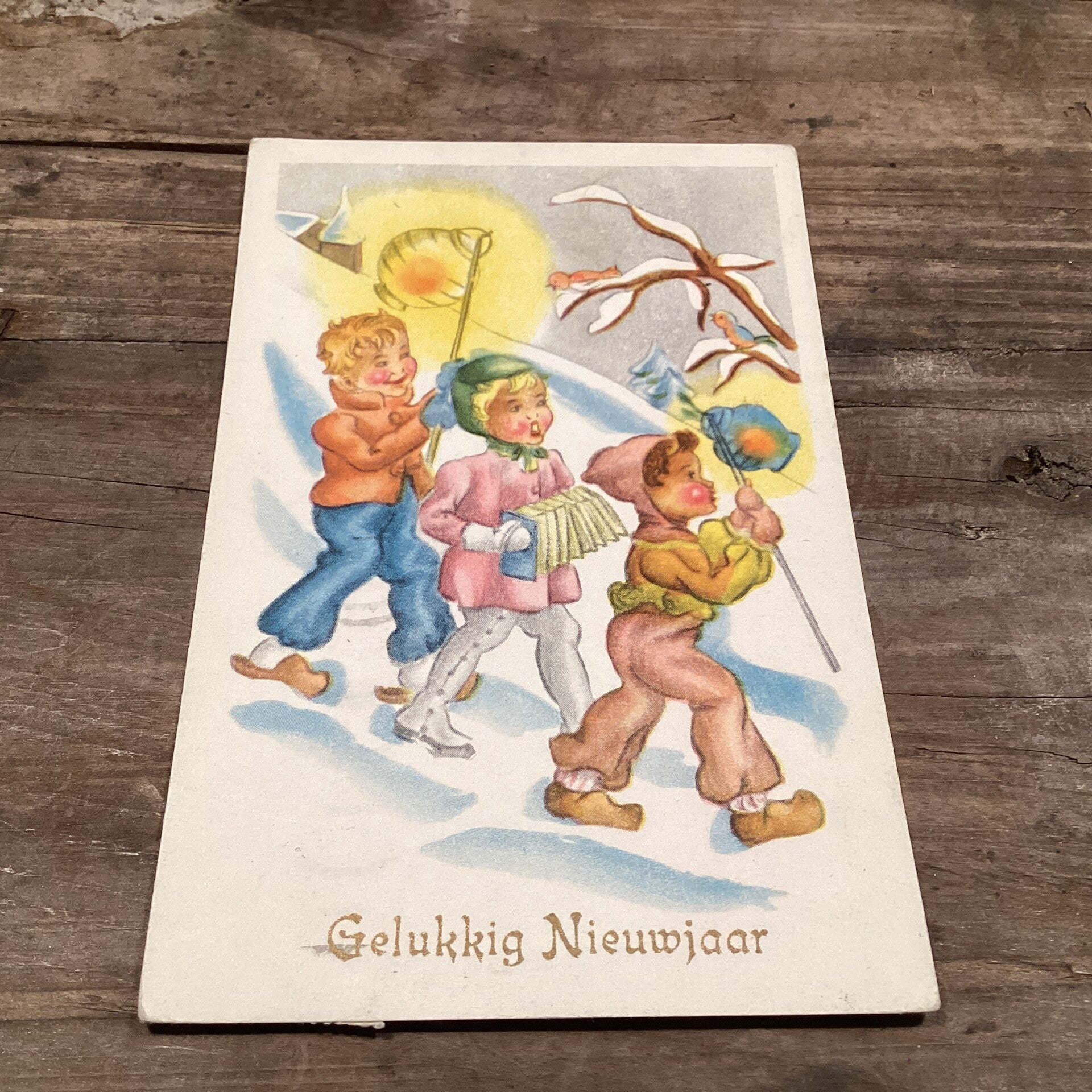 Antieke nieuwjaarskaart