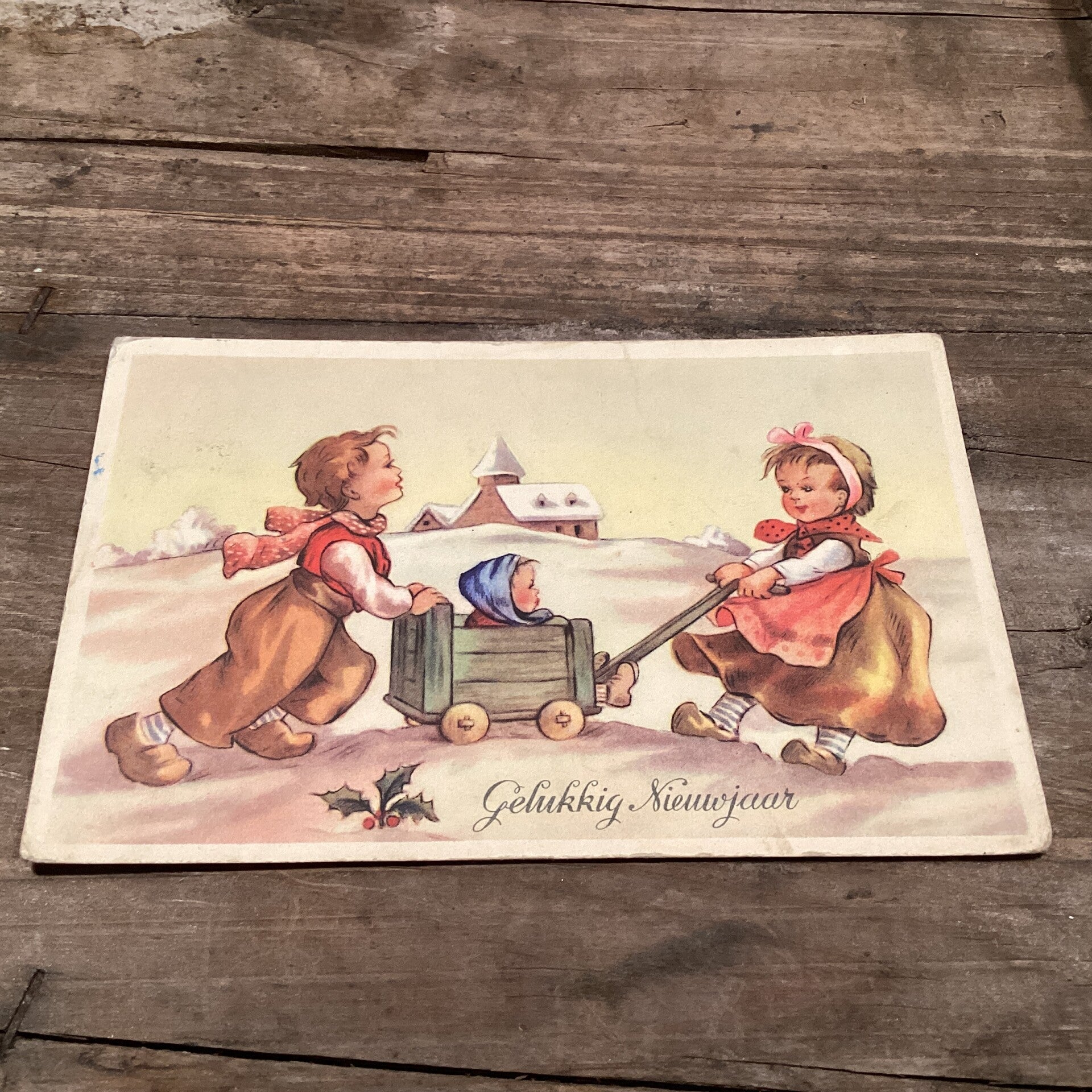 Antieke nieuwjaarskaart