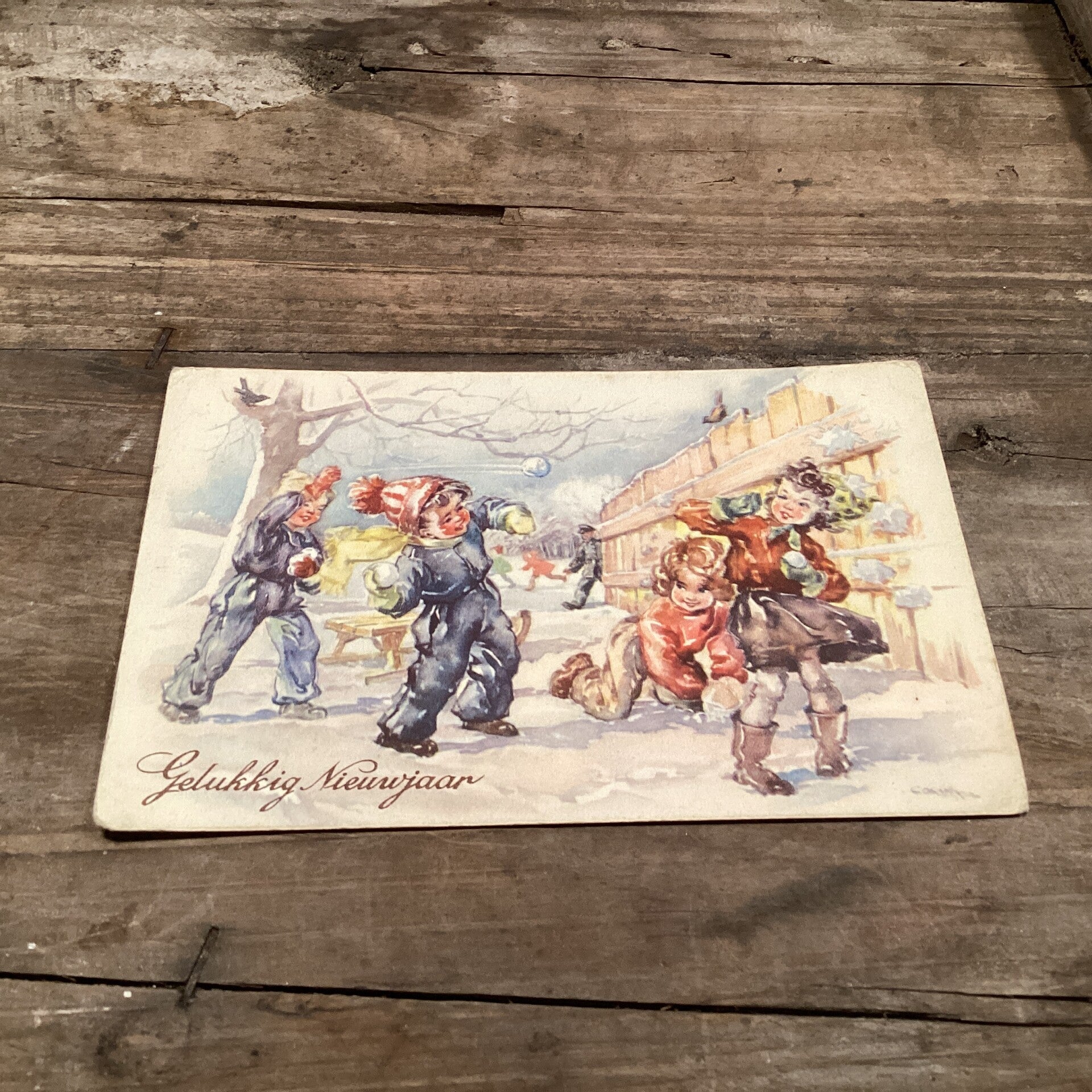 Antieke nieuwjaarskaart
