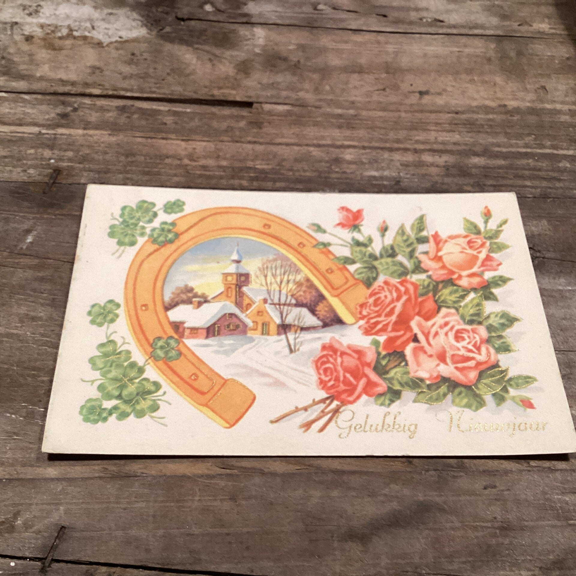 Antieke nieuwjaarskaart