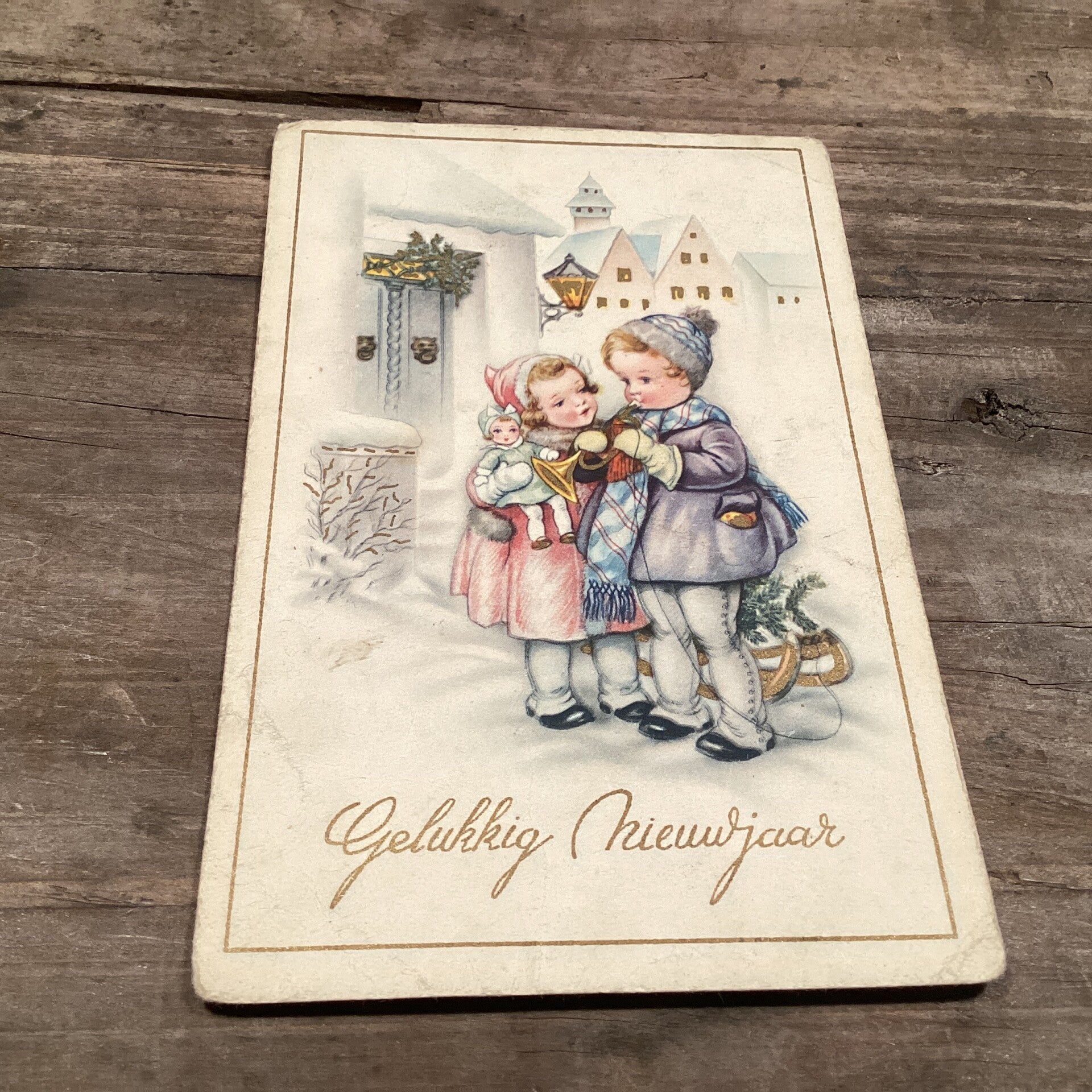 Antieke nieuwjaarskaart