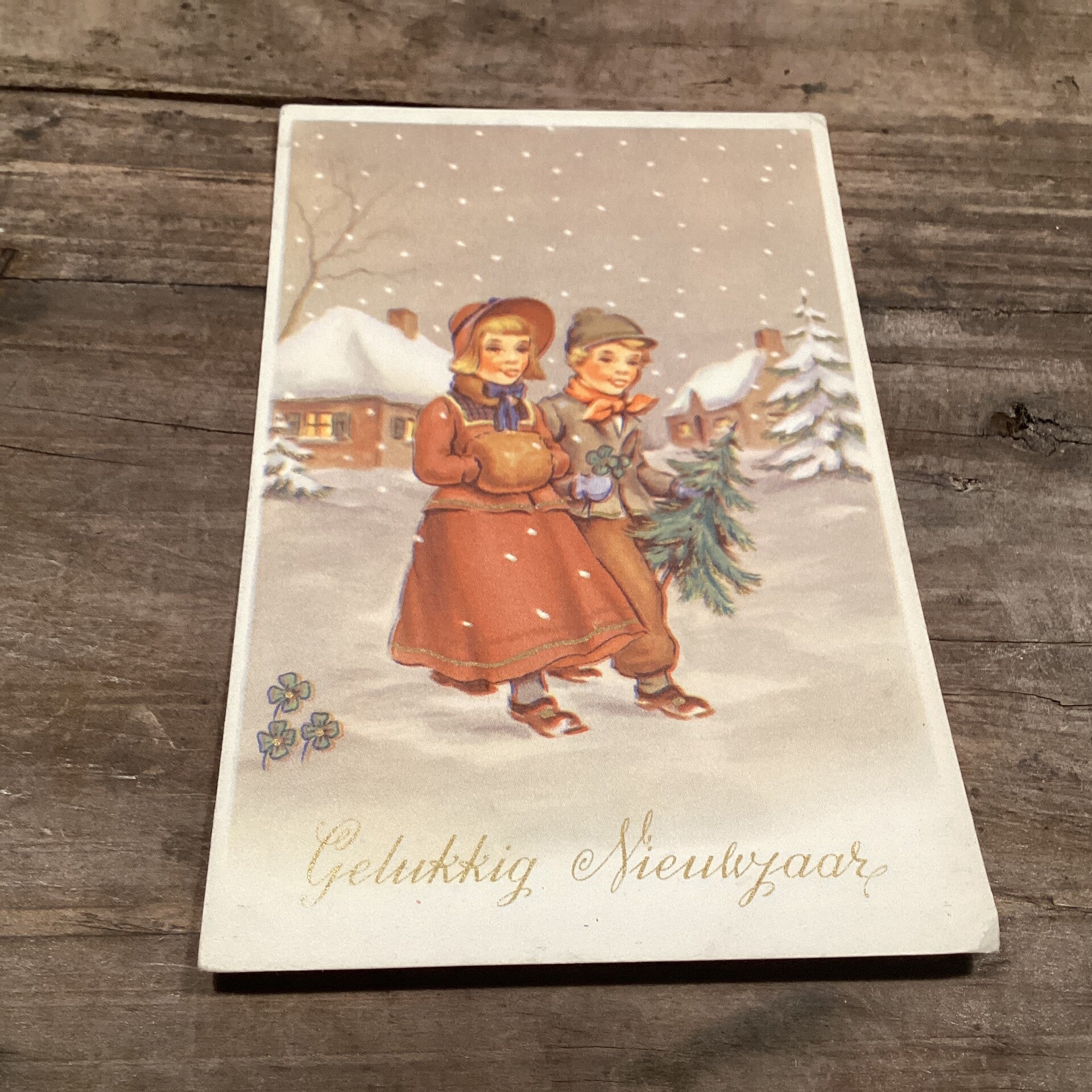 Antieke nieuwjaarskaart