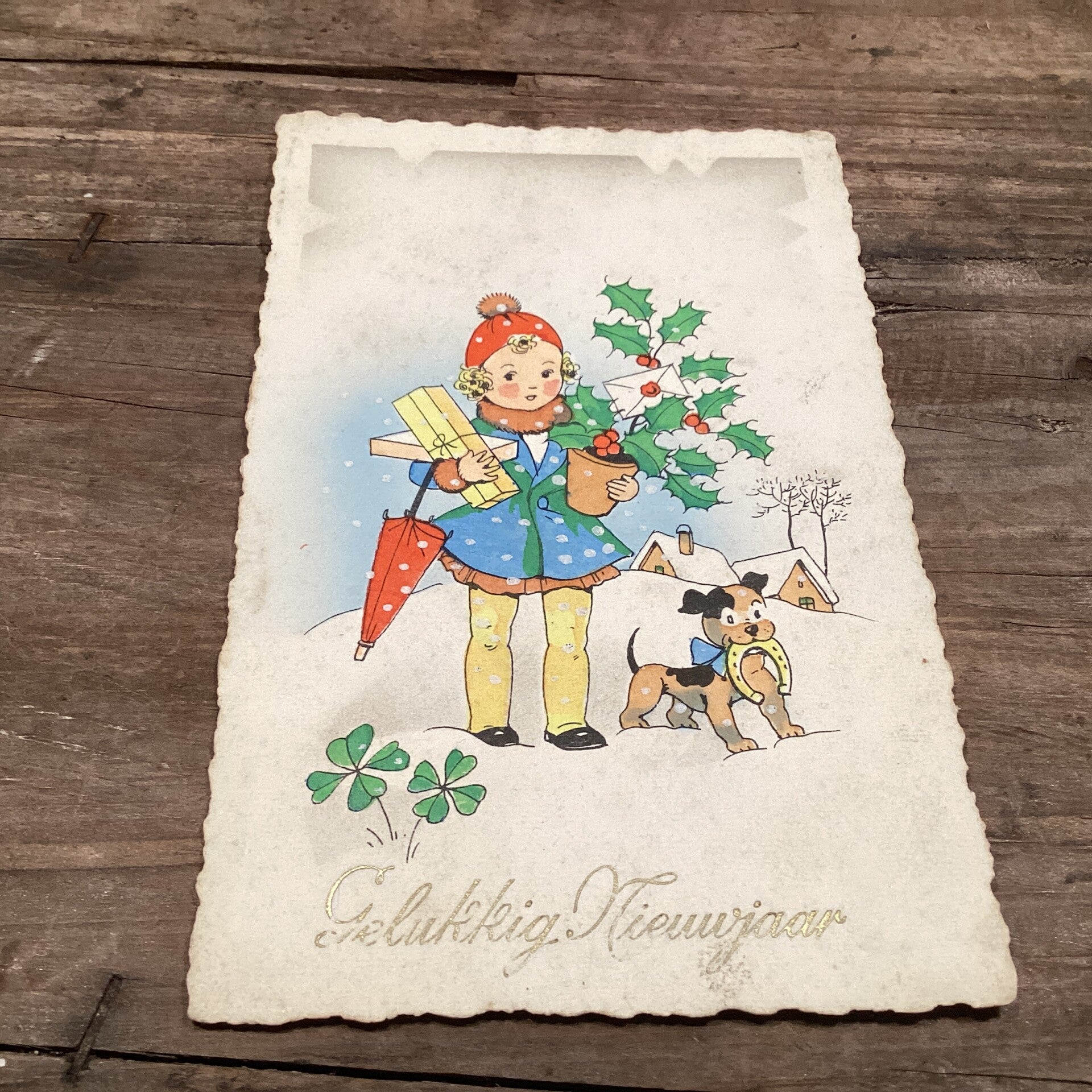 Antieke nieuwjaarskaart