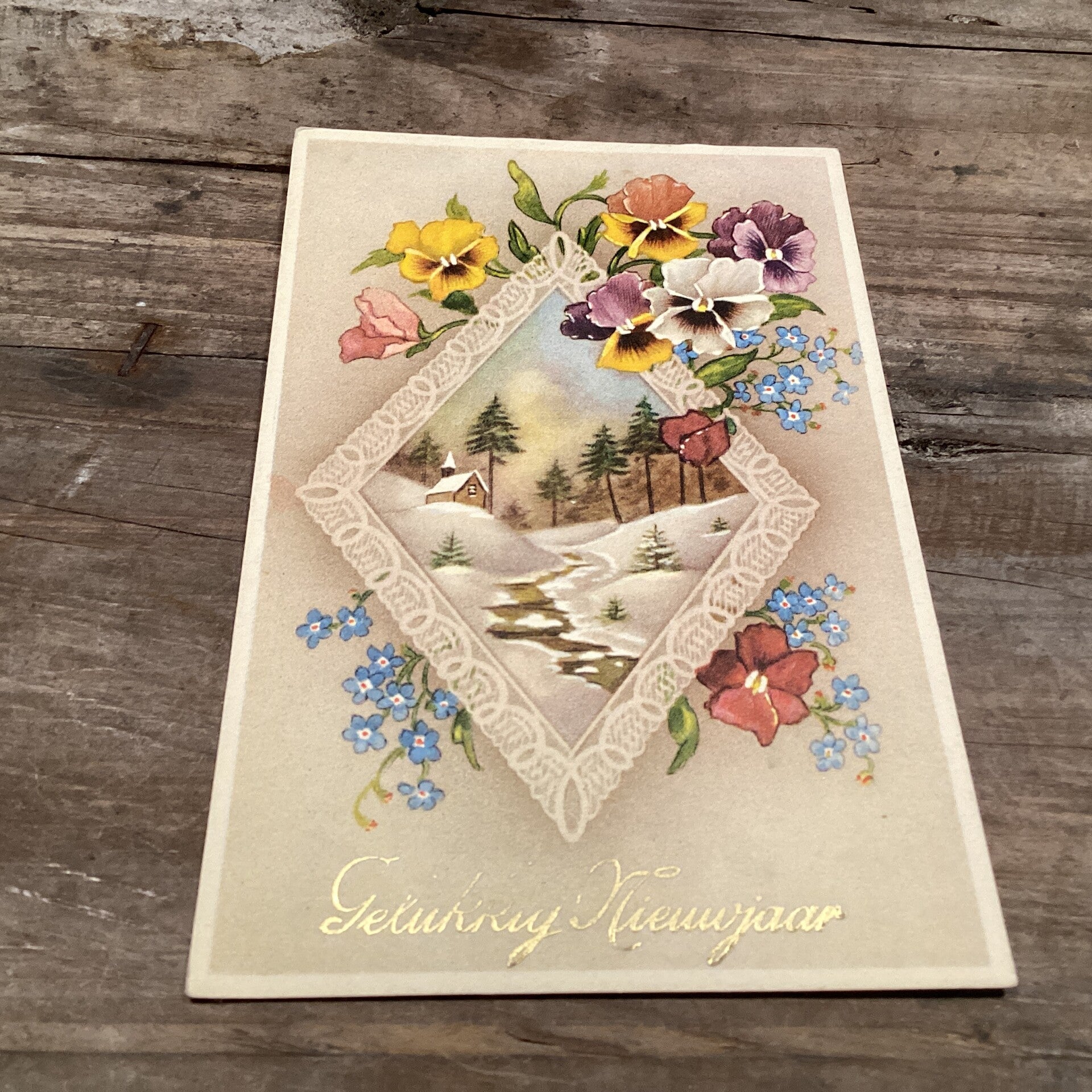 Antieke nieuwjaarskaart