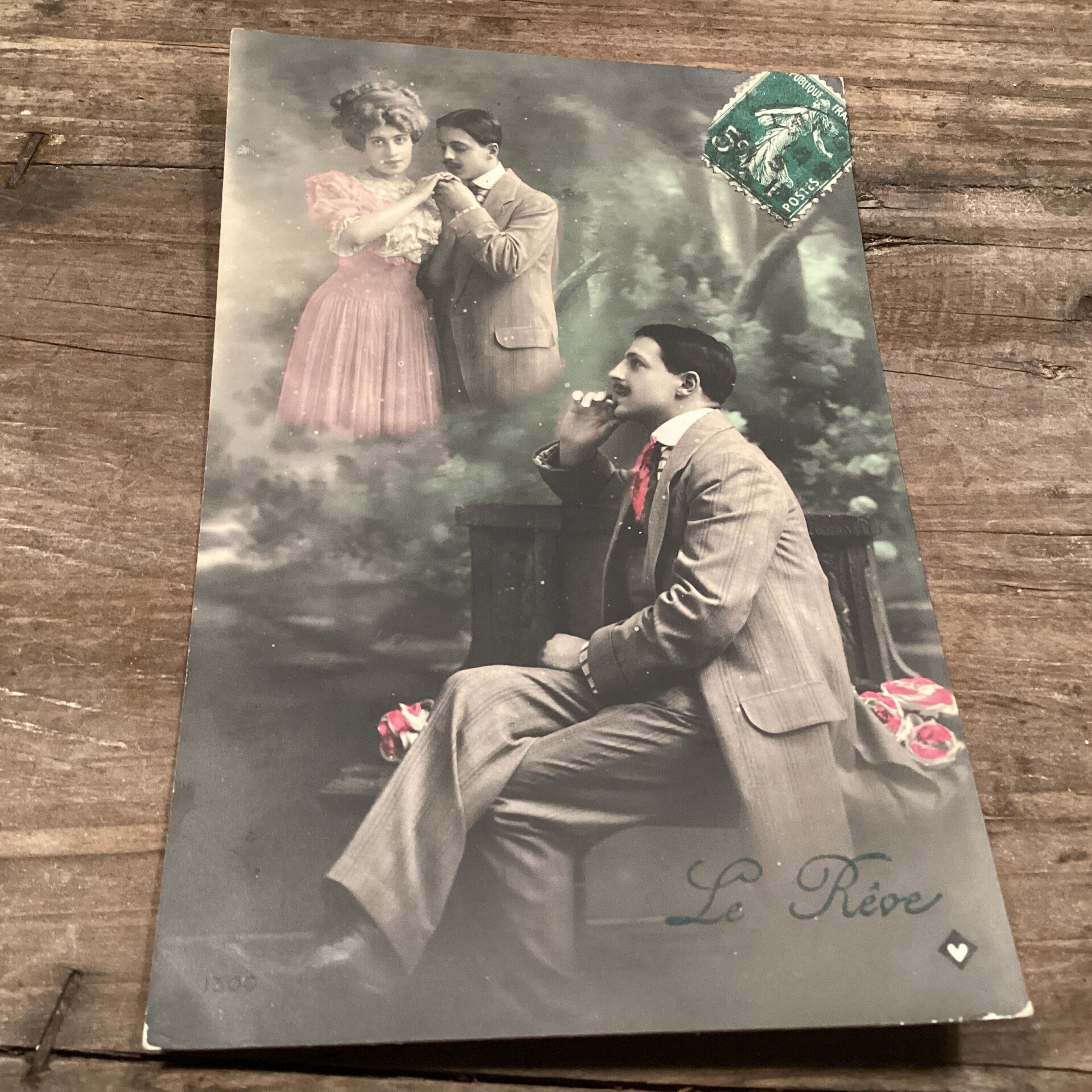 Antiek romantische kaart Le Rêve begin 1900