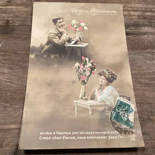 Antiek romantische kaart begin 1900 verloofden