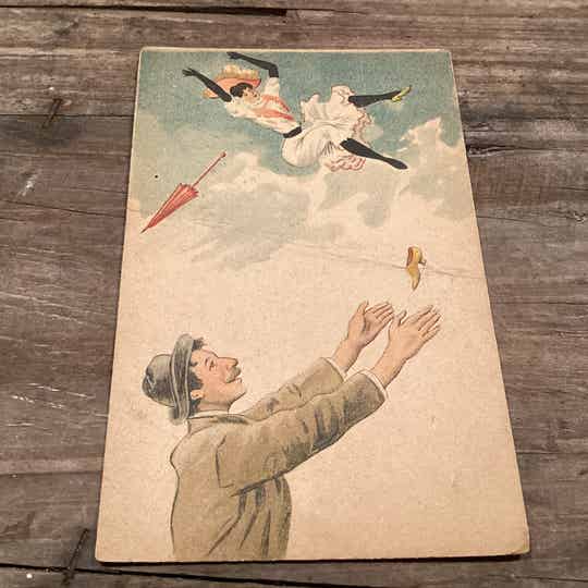 Antiek romantische kaart Getekend begin 1900, onbeschreven