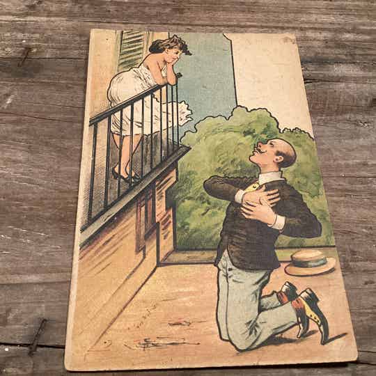 Antiek romantische kaart Getekend begin 1900, onbeschreven