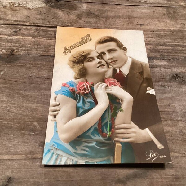 Antieke kerstkaart 1923, ook al zo’n beauty, ingekleurd!