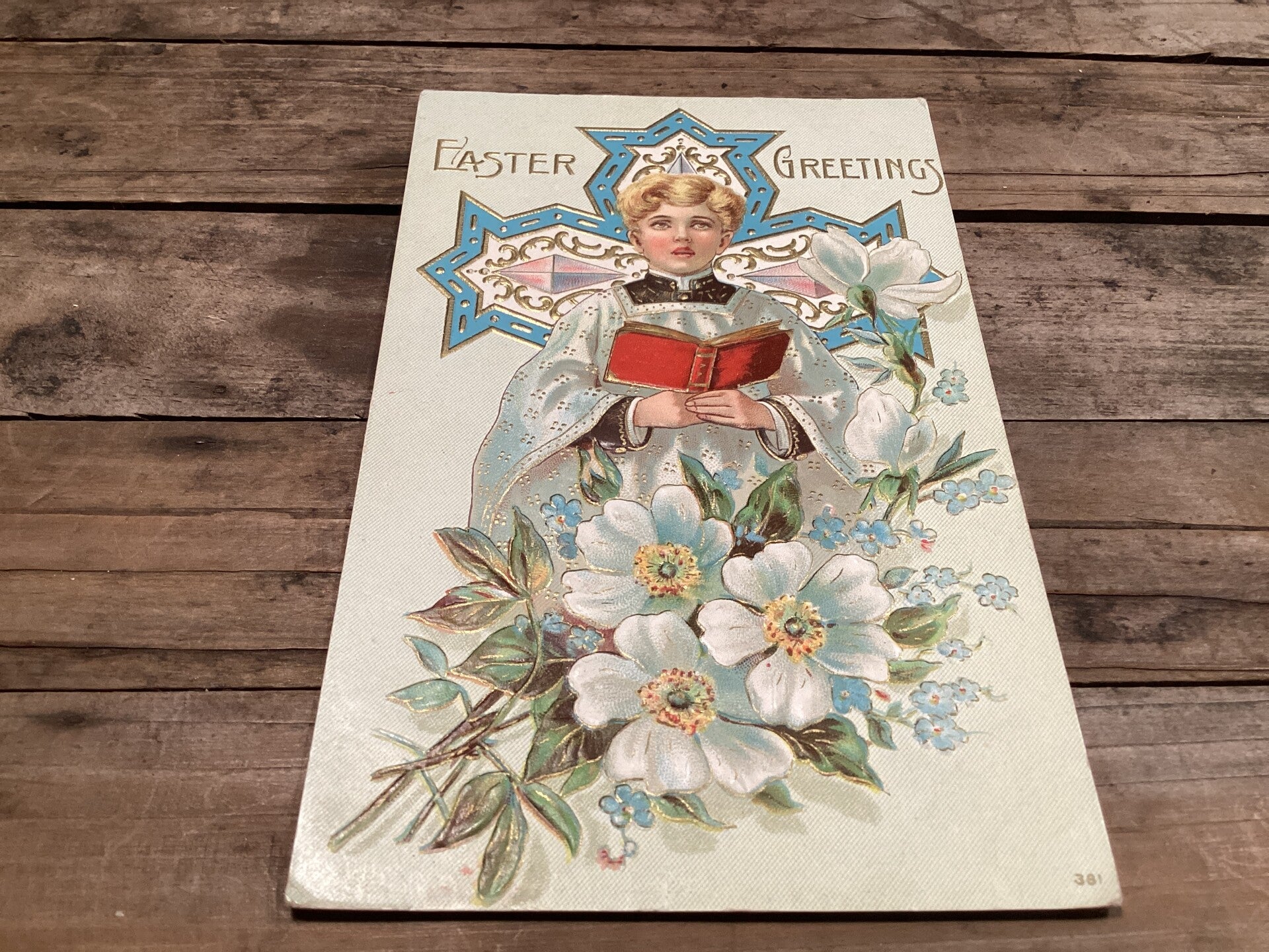 Antieke paaskaart, begin 1900, reliëfkaart