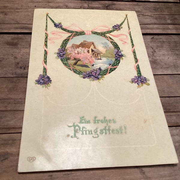 Antieke pinksterkaart, begin 1900