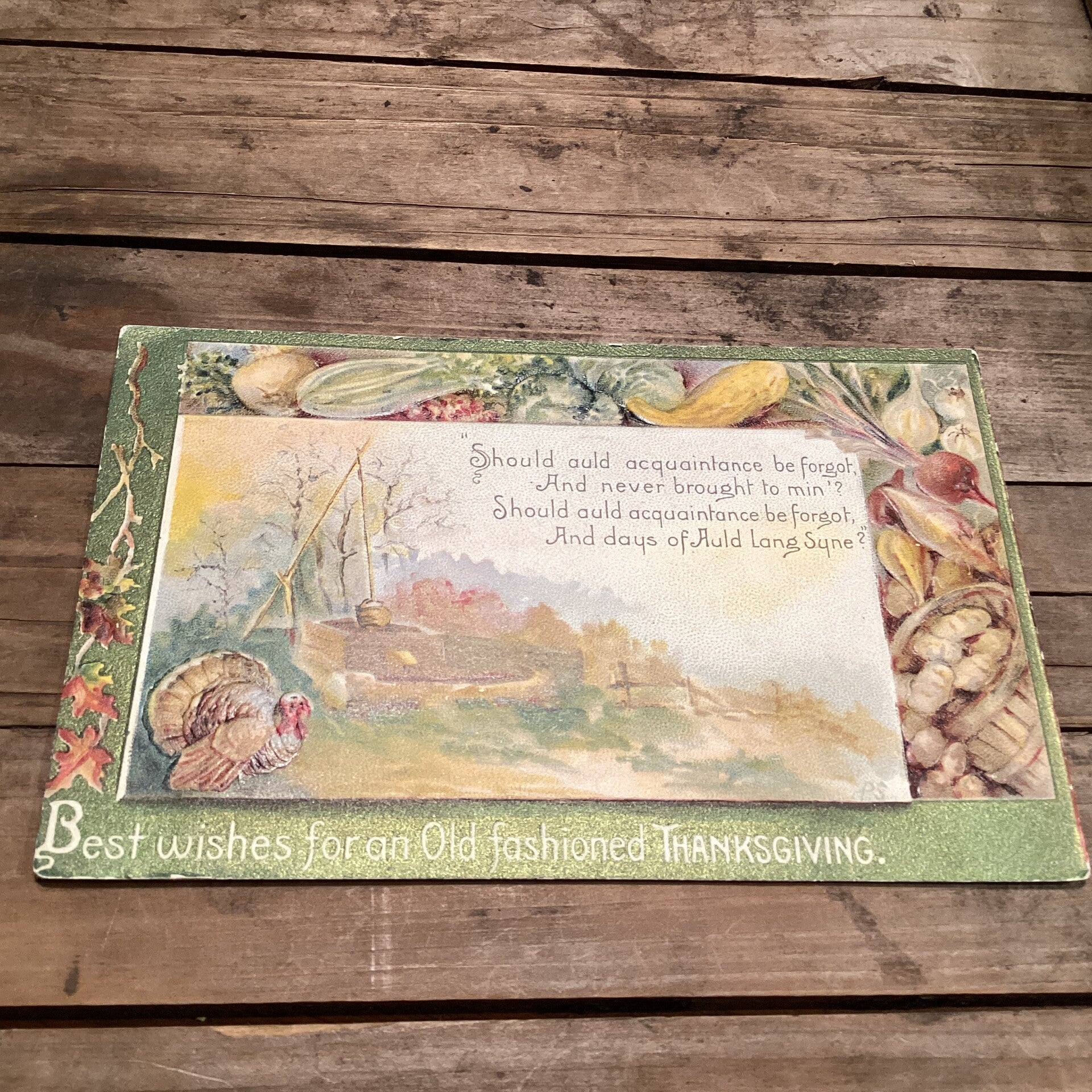 Antieke thanksgiving kaart in reliëf, 1910, USA
