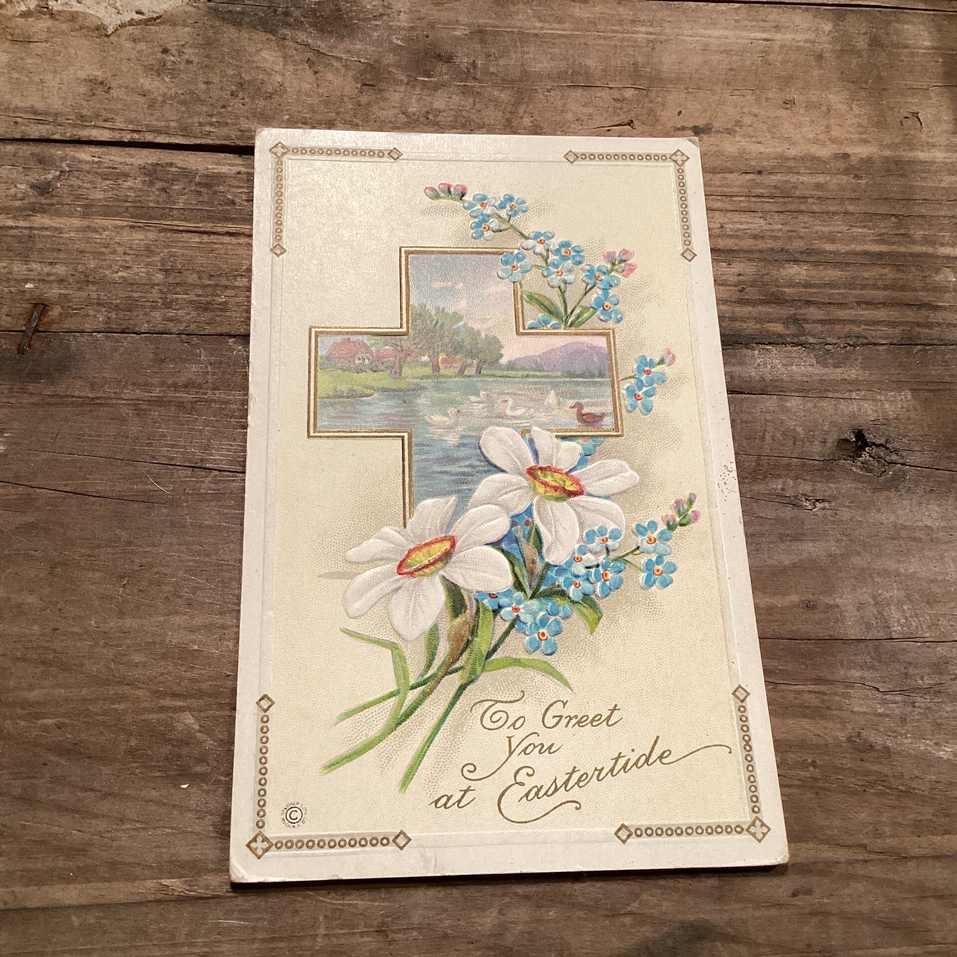 Antieke paaskaart, begin 1900, in reliëf, onbeschreven, USA