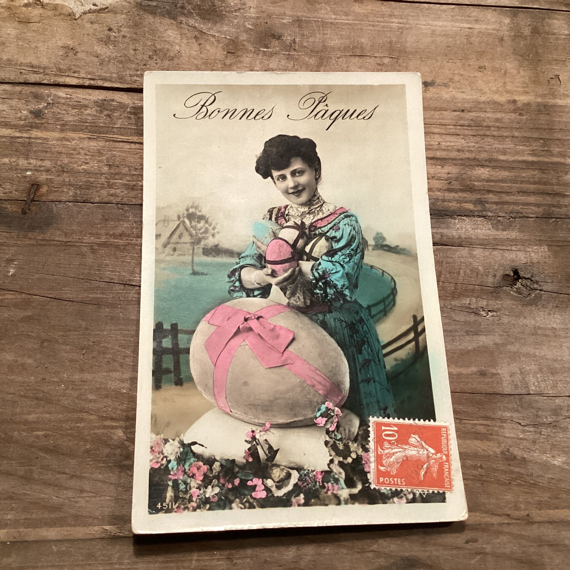 Antieke paaskaart, frans, 1909