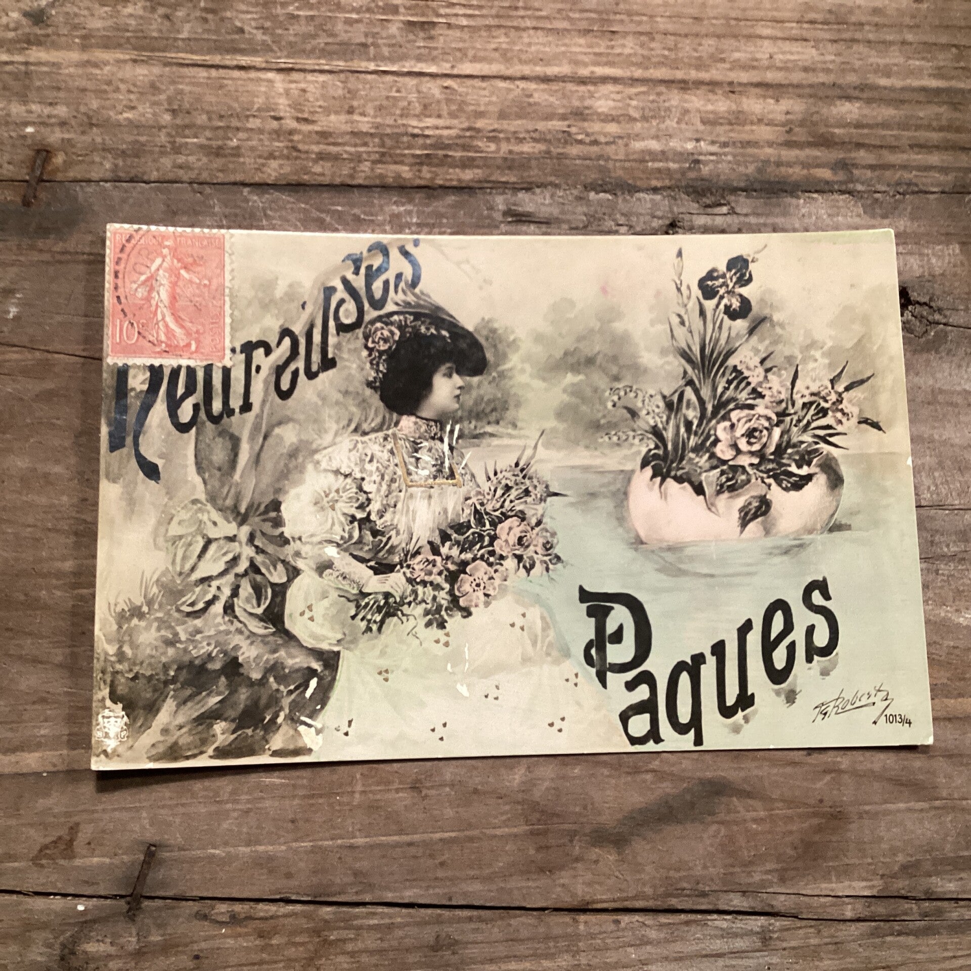 Antieke paaskaart, frans, 1915