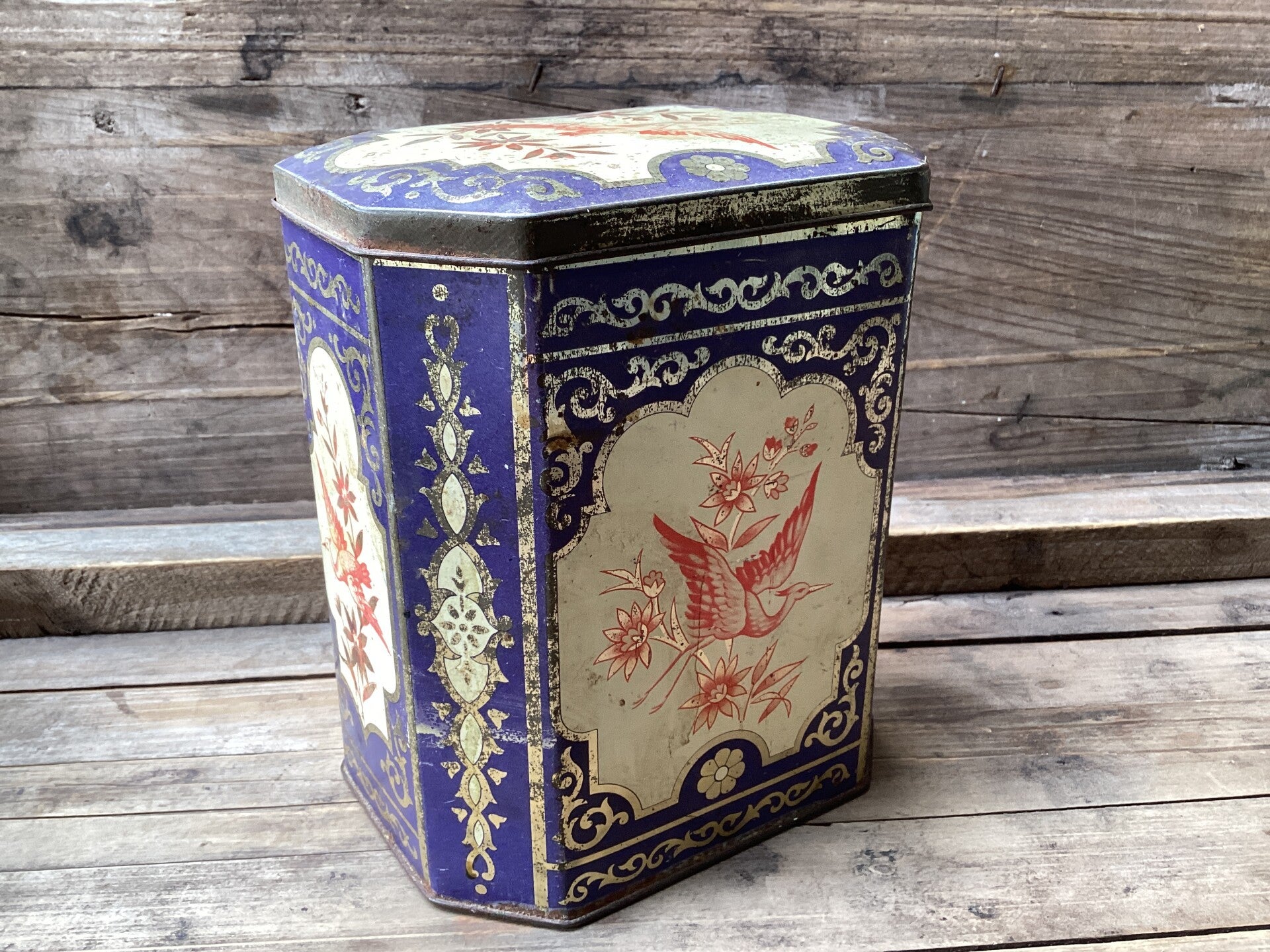 8 hoekig blik kobaltblauw kraanvogels