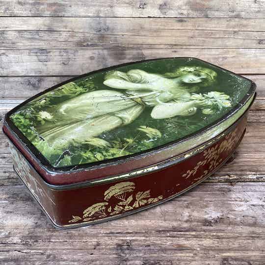 Zeer oud blik Minerva chocolat, 1920-1940,25x16x6 cm