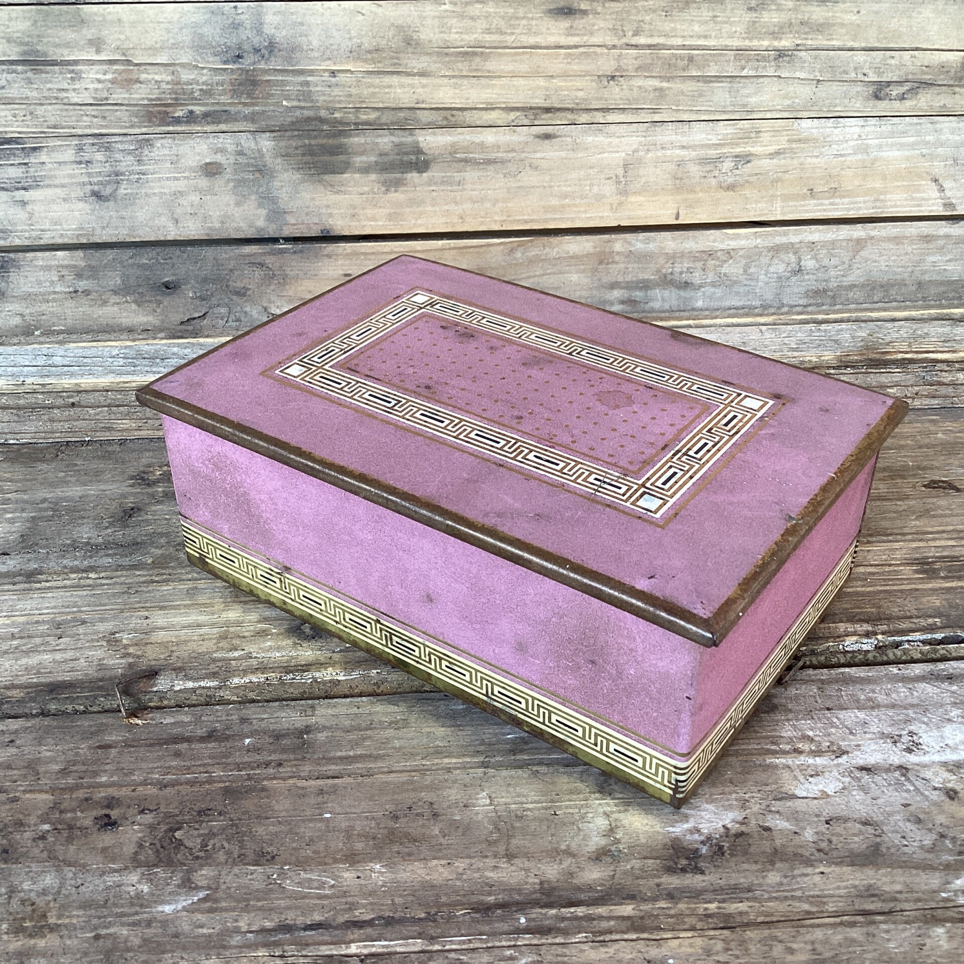 Mooi art deco blik Jacques superchocolat 16x11x6 cm met fluwelen inleg