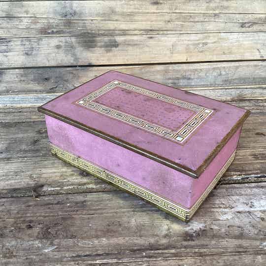 Mooi art deco blik Jacques superchocolat 16x11x6 cm met fluwelen inleg