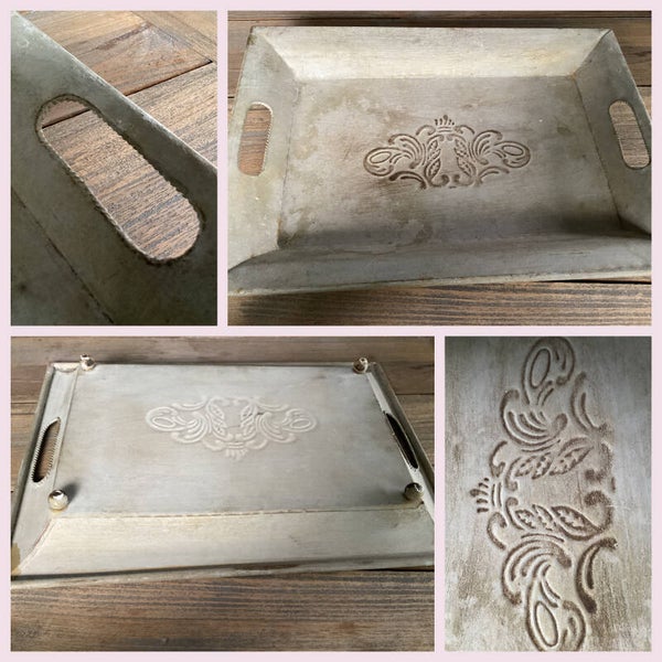 Mooi ijzeren dienblad 47x33x6 cm op bolpootjes