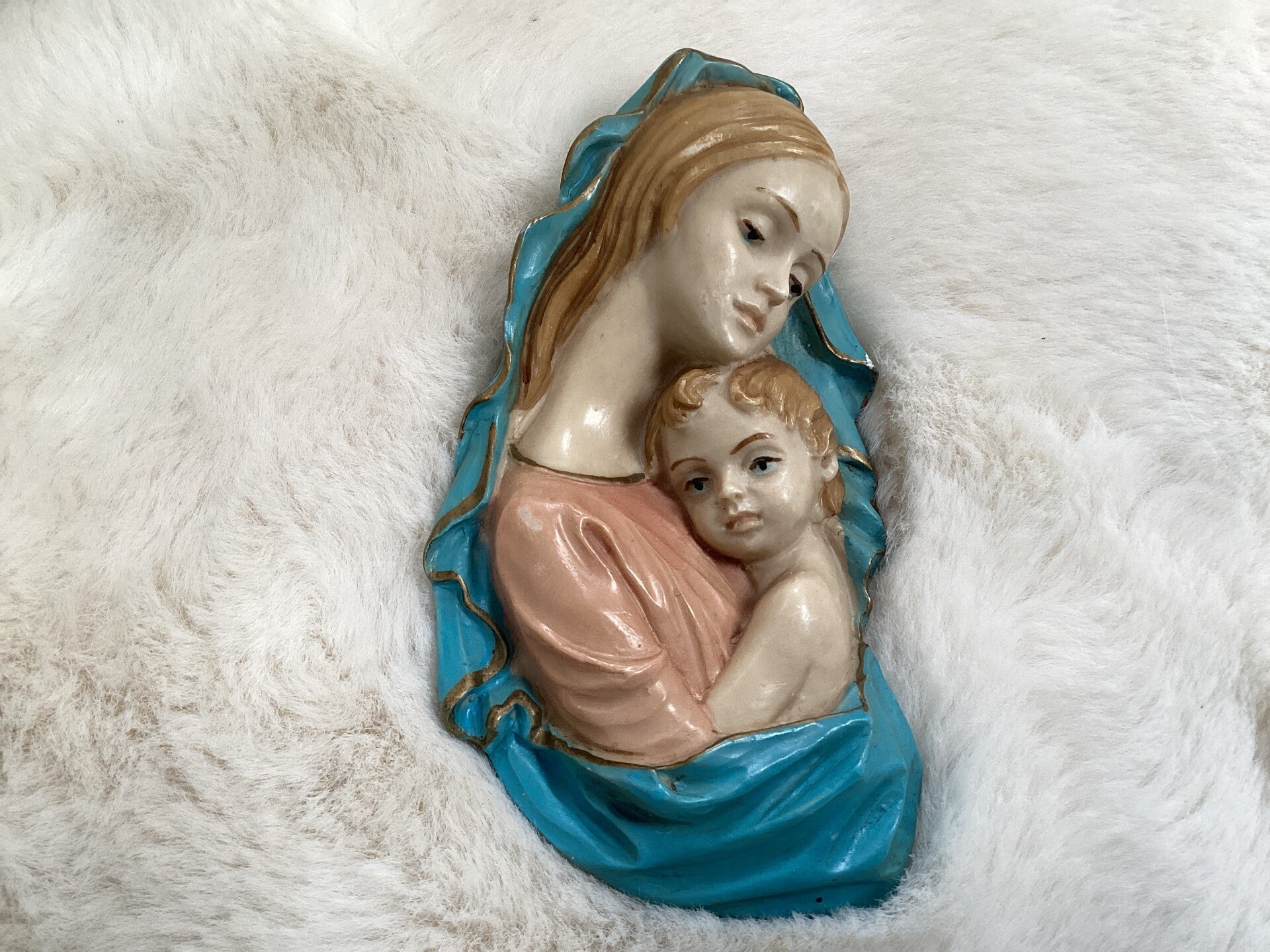 Maria met Jezus, wandbeeld, Italy, 15x7 cm