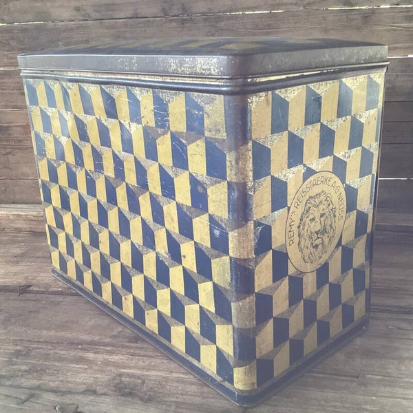 Groot antiek blik Remy’s rijstzetmeel, Duitsland 25x12,5x20 cm