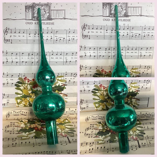 Vintage glazen kerst piek groen, 27 cm