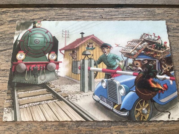 Antieke ansichtkaart muizen, 1961