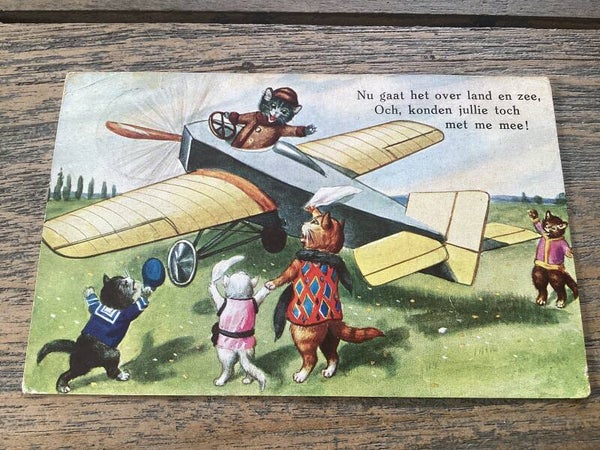 Antieke ansichtkaart poezen, 1933