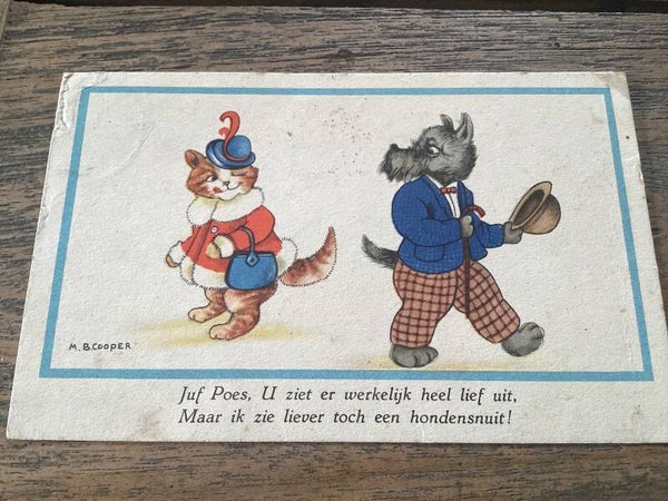 Antieke ansichtkaart poezen, 1949