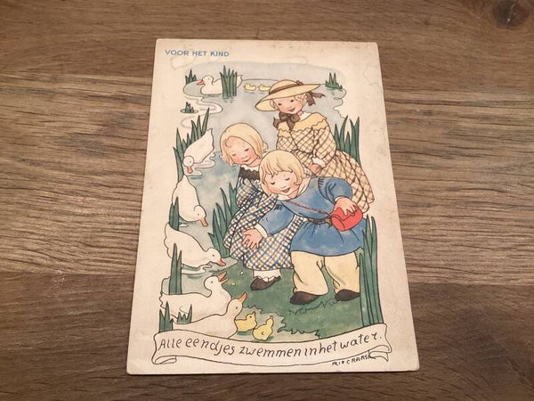 Antieke ansichtkaart eenden/ganzen,