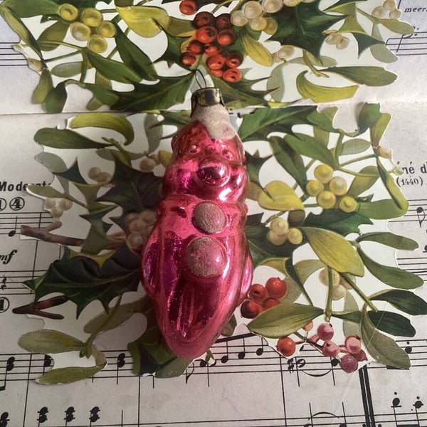 Oude kerstbal uit Oekraïne Varken gesuikerd roze 8 cm