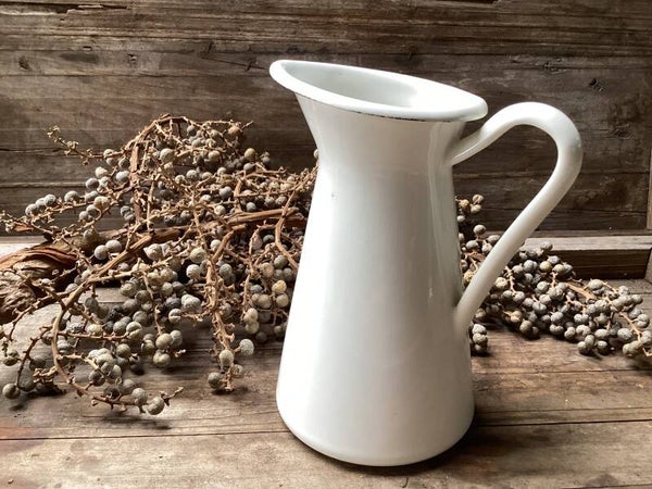 Wit emaille melkkannetje 17x10x13 cm