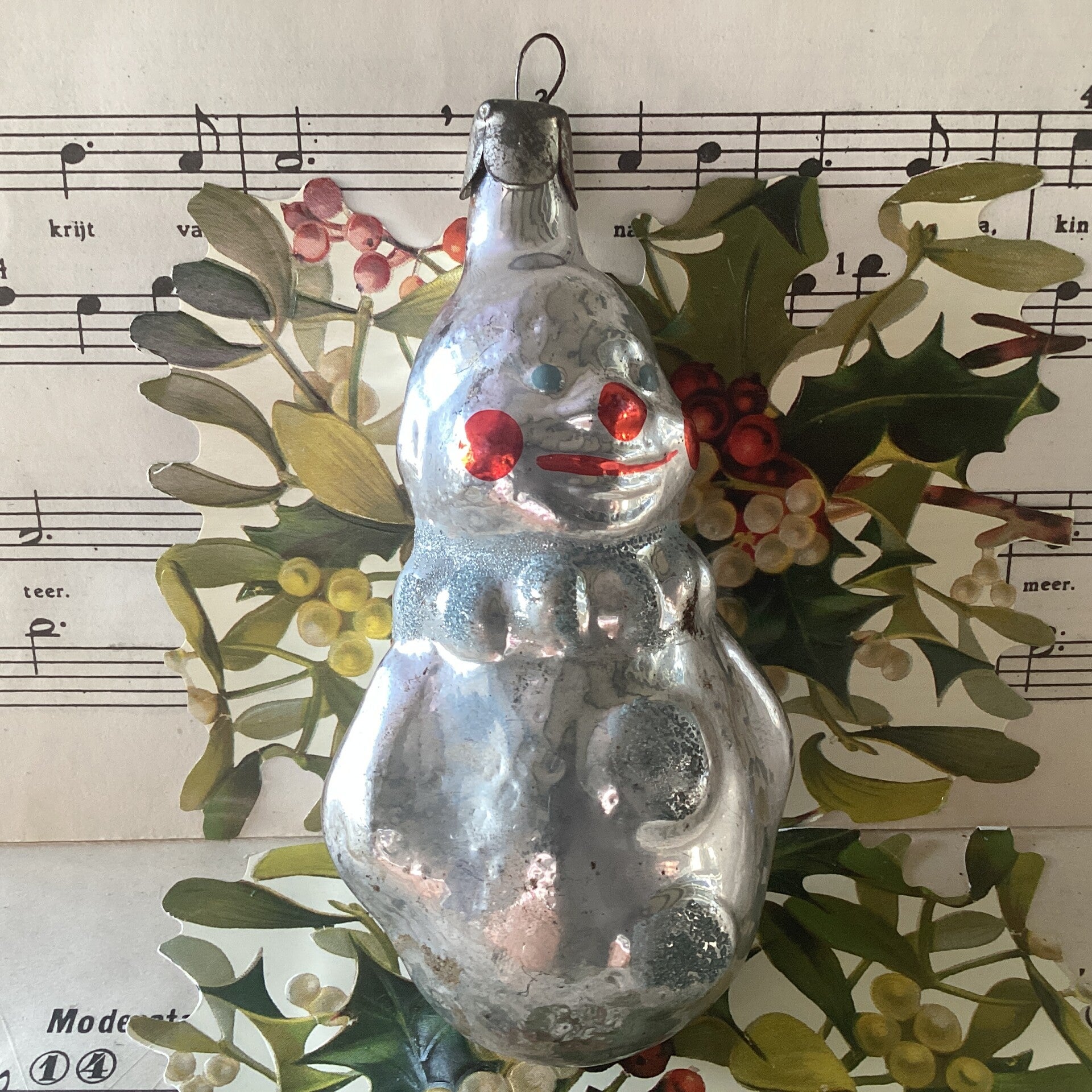 Oude kerstbal uit Oekraïne, clowntje, 11 cm