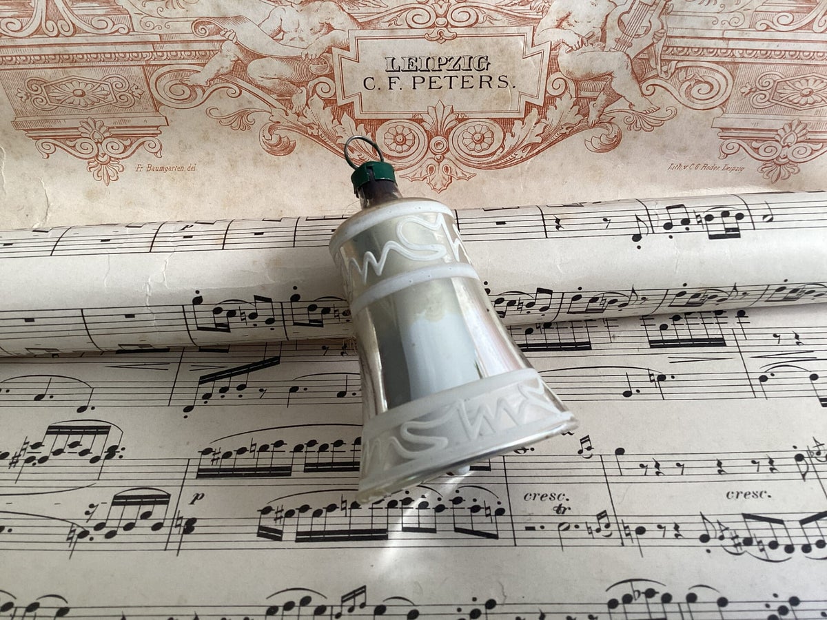 Antieke kerstbal kerst klokje 6 cm puurnostalgie.nl