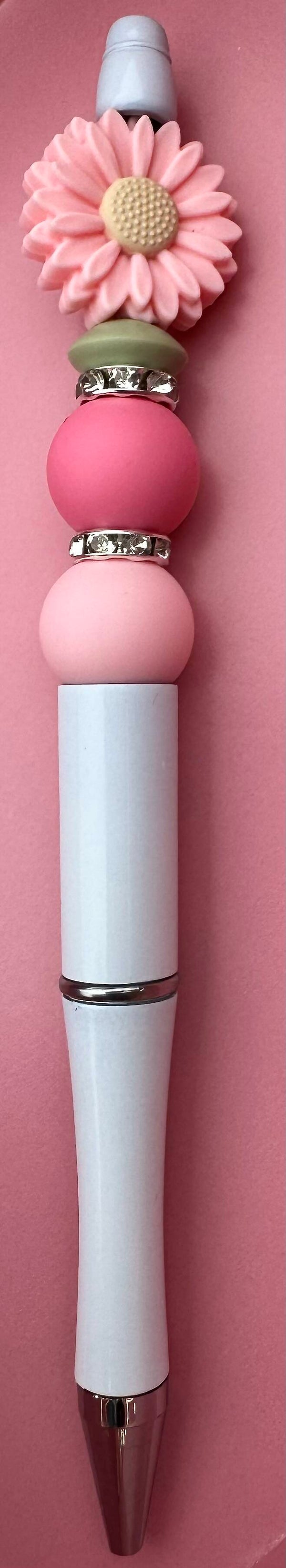 Pen ROZE ZONNEBLOEM WIT