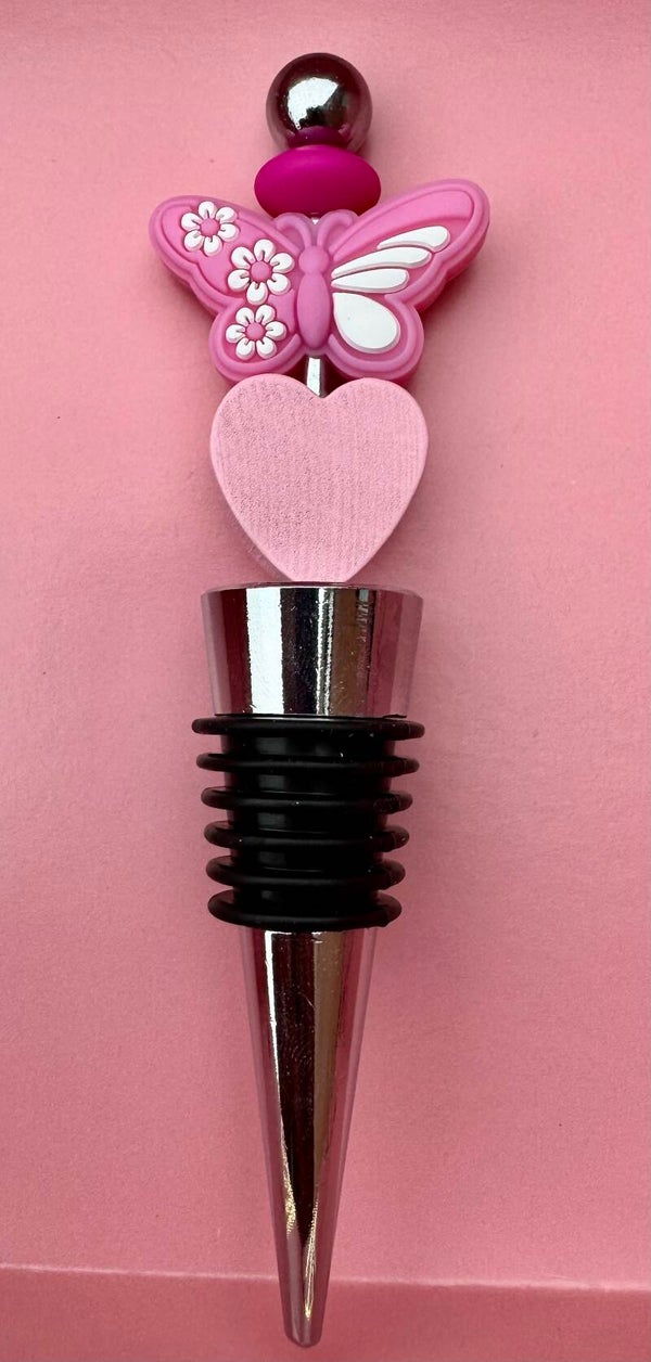 Wijnstopper VLINDER ROZE HART