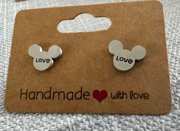 Stainless steel oorbellen ZILVER MICKEY LOVE