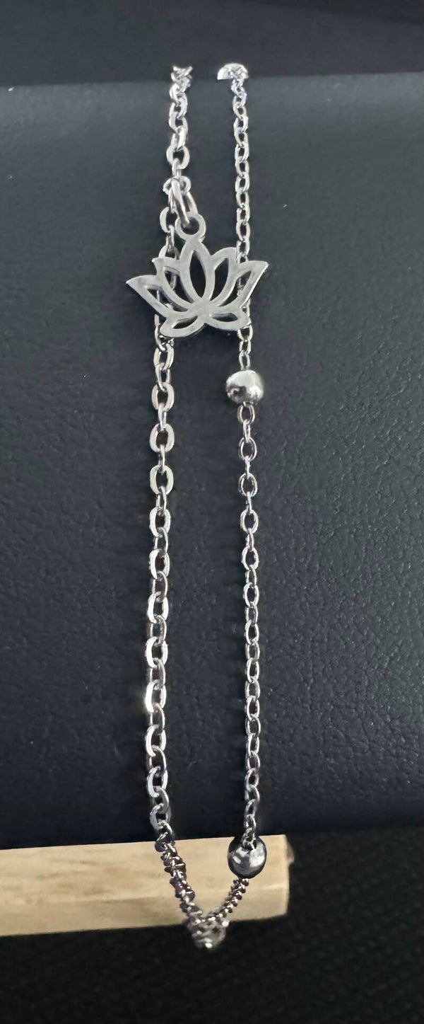 Stainless steel  armband LOTUS ZILVER