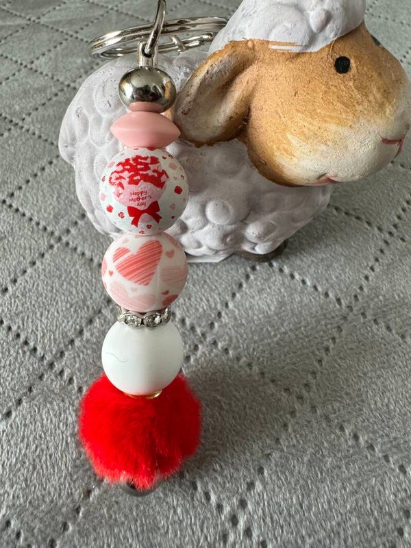 MOEDERDAG SLEUTELHANGER ROOD PLUCHE