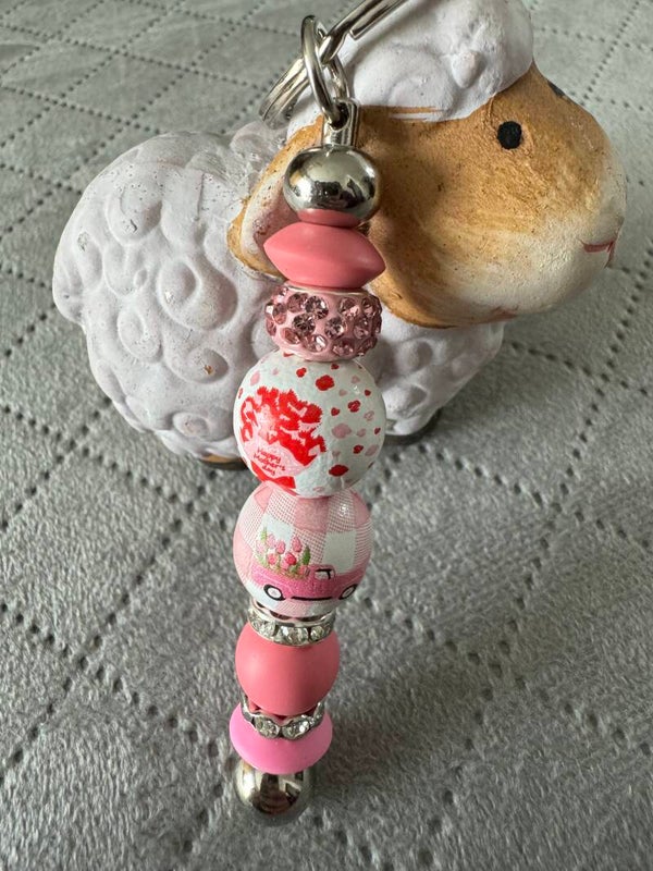 MOEDERDAG SLEUTELHANGER GLITTER ROOS